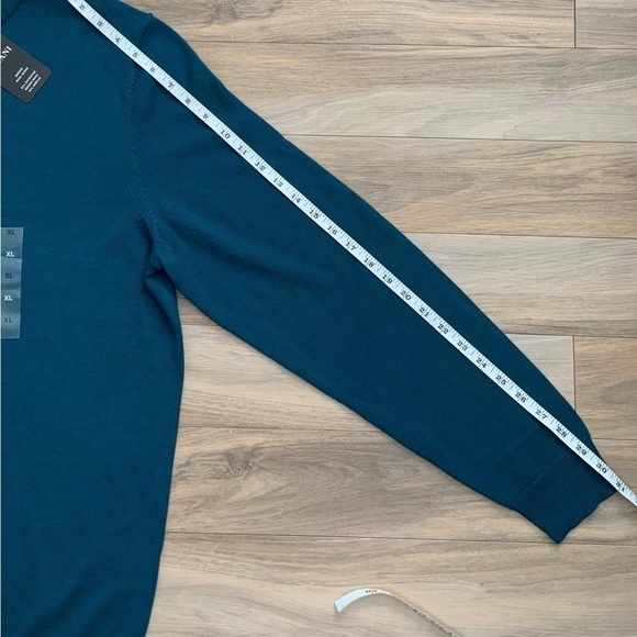 Alfani Men's Long Sleeve Half Zip Merino Sweater Dark Kale Blue - Picture 5 of 6